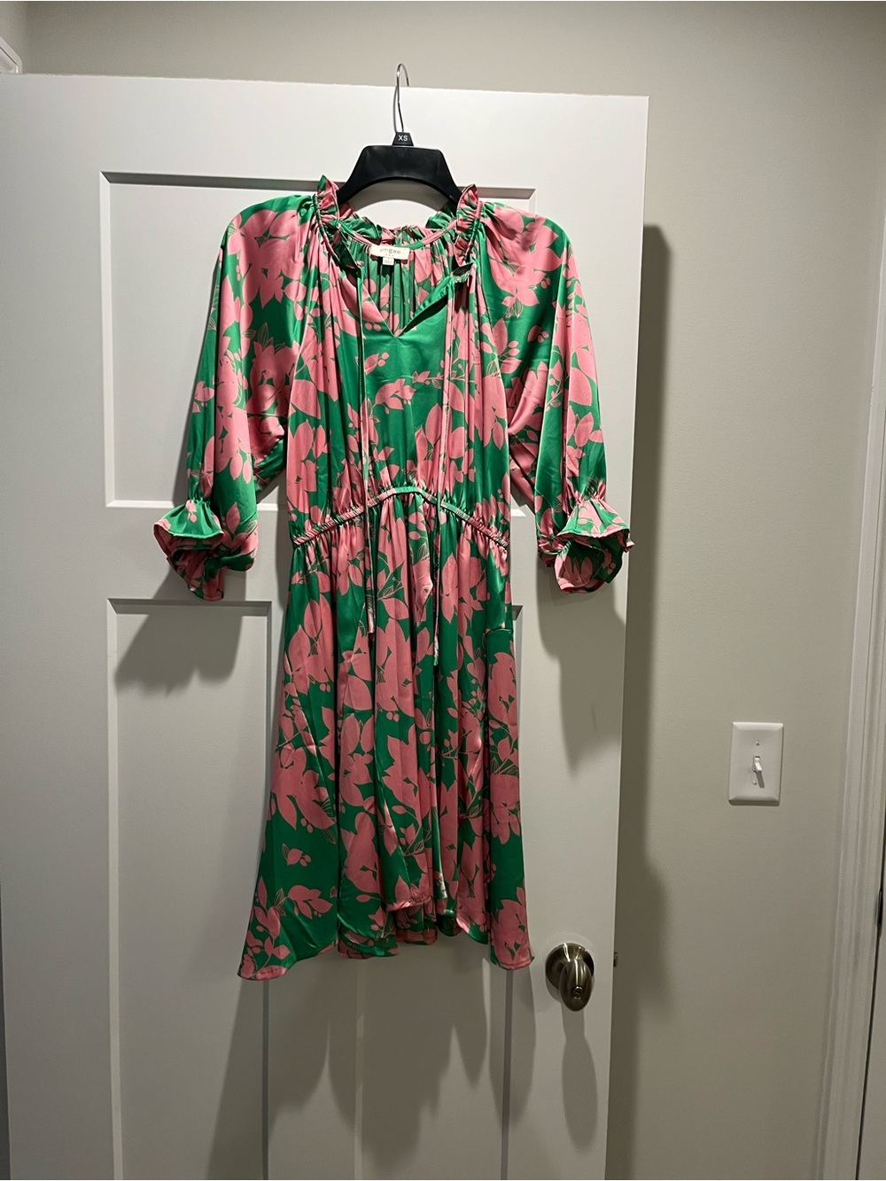 Umgee Pink Floral on Green Midi Dress